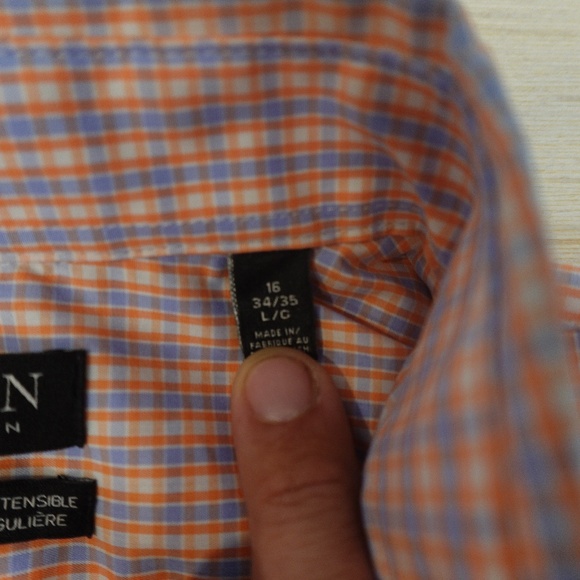 Lauren Ralph Lauren Men’s Dress Shirt – Orange Blue Check Plaid, Size 16 34/35 L - Picture 3 of 6